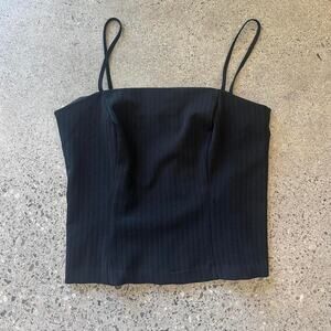 Vintage Women's Small black square neck top Pinstripe square neck evening top